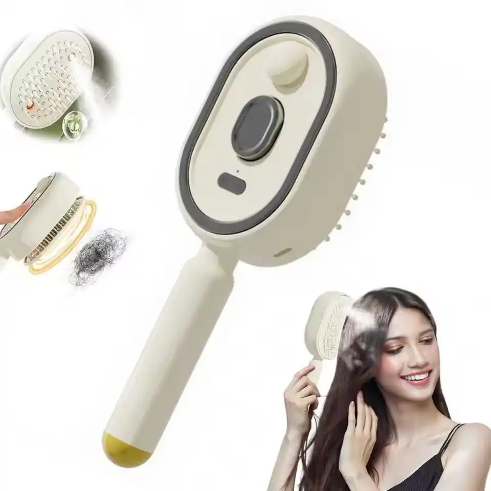 Electric Steam Hair Brush with Water Spray Reduce Frizz Anti-Static Misting Hairbrush Cordless Fluffy Hair
